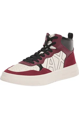 Armani Exchange Herren High top, Multicolor, Embossed Logo Sneaker, Off White+BORDEA, 39.5 EU Schmal