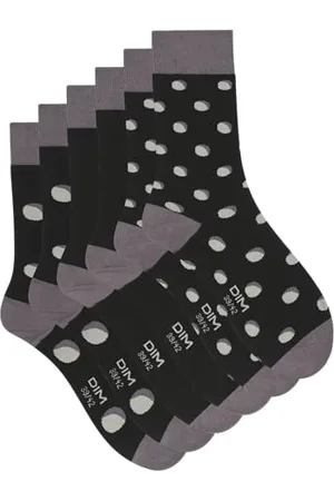 Dim 3er Pack Herrensocken im Baumwollstil mit Polka Dot-Muster Socken Herren, Schwarz/Grau gepunktet, 43-46