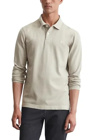 Marc O’ Polo Marc OߴPolo Herren Langarm-Poloshirt aus Bio-Baumwolle Regular Fit, Beige (Dapple Gray), S
