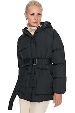 Trendyol Damen Gerade Lange Ärmel Plus Size Mäntel Coat, , XL Große Größen EU
