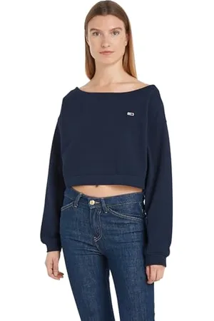 Tommy Hilfiger Damen Sweatshirt Off Shoulder U-Boot-Ausschnitt, (Dark Night Navy), S