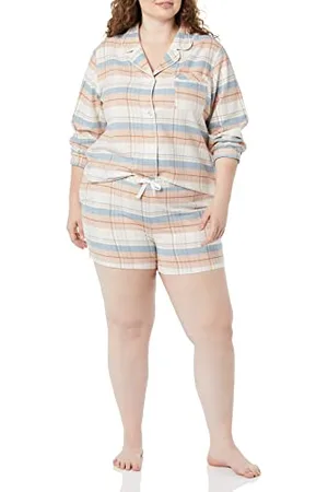 Amazon Damen Leichter Schlafanzug aus Flanell-Gewebe mit Shorts - Auslauffarben, , M