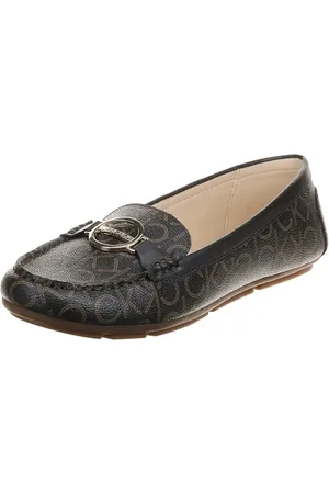 Calvin Klein Damen Layne Flacher Slipper, Brown Multi 913, 39 EU (Herstellergröße : 9M)