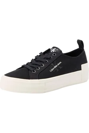 Calvin Klein Jeans Damen Vulcanized Sneaker Flatform Low Schuhe, Schwarz (Black/Creamy White), 36