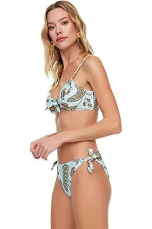 Trendyol Damen Blumenmuster, das Detaillierte Sechs Verbindet Bikini Bottoms, , 40 EU
