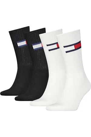 Tommy Hilfiger Unisex Crew Socken, Weiß/Schwarz, 39/42 (4er Pack)