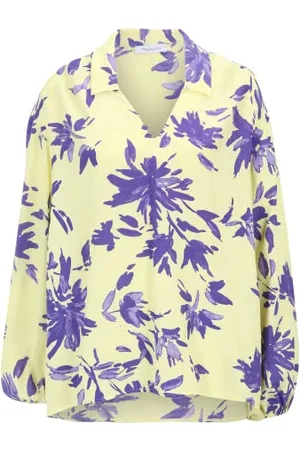 Tamaris Damen AOP Bluse mit Kragen ANTIBES Gelb 42