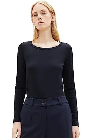 TOM TAILOR Damen 1038050 Basic Langarmshirt mit Rippstruktur, 10668-sky Captain Blue, L