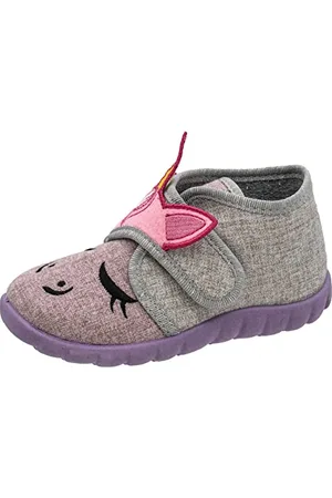 Fischer Jungen Mädchen Flexi Hausschuh, Grau/Rose, 19 EU