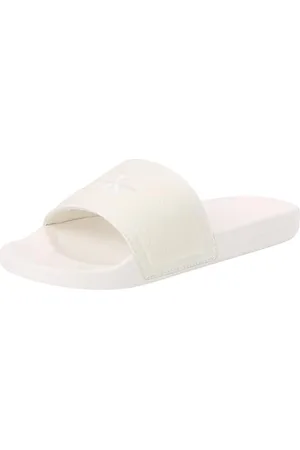 Calvin Klein Jeans Damen Badeschuhe Slide Badelatschen, Weiß (Creamy White/Bright White), 41