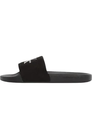 Calvin Klein Damen Slide Monogram Wmns Yw0yw01835 Flip-Flops, Black Black Bright White, 39 EU