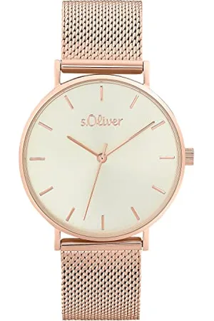 QS by s.Oliver Armbanduhr Damen Quarzuhr Analog, mit Edelstahl Armband, Rosefarben, 3 bar Wasserdicht, Kommt in Uhren Geschenk Box, 2033516