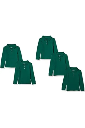 Amazon Mädchen Langärmelige Interlock-Poloshirts, 5er-Pack, , 4 Jahre