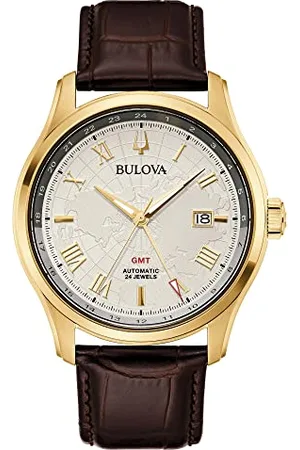 BULOVA Herren Analog Automatik Uhr mit Leder Armband 97B210