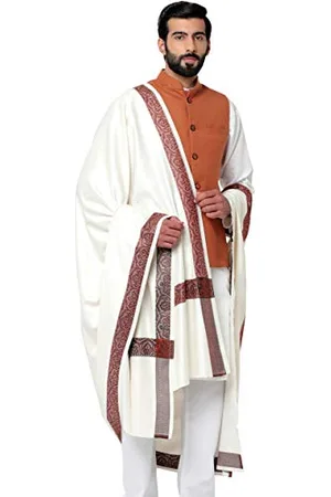 Weavers Villa Lohi Meditationsschal für Herren, gewebte Bordüre, Wolle, , L