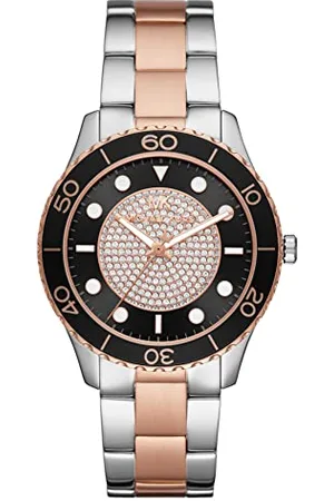 Michael Kors Damen Quartz Armbanduhr, 40.00mm GehäusegröÃŸe mit Mehrfarbig analog Zifferblatt und zweifarbig Metallarmband Armband MK6960