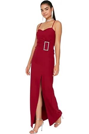 Trendyol Damen Frauen Maxi Shift Regular Fit Gewebt Abendkleid Kleid, , 32