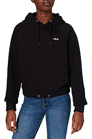 Fila Damen Women EILIES Cropped Hoody Kapuzenpullover, Black, L