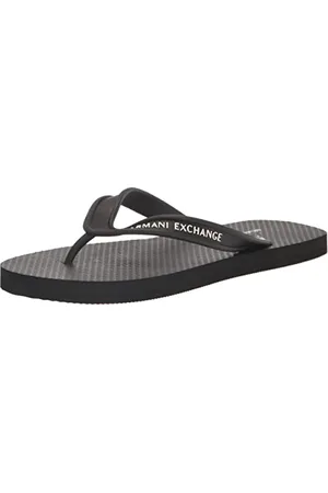 Armani Exchange Herren Printed Rubber Sole, Side Logo Flip-Flop, Black, 39 EU