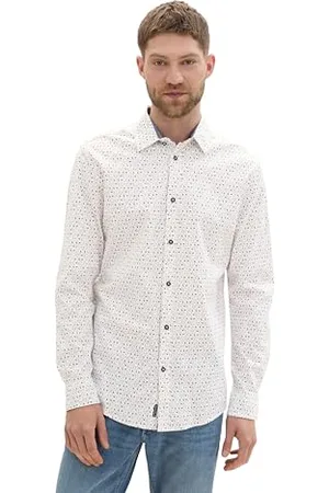 TOM TAILOR Herren Tailliertes Hemd mit Alloverprint, , XXL