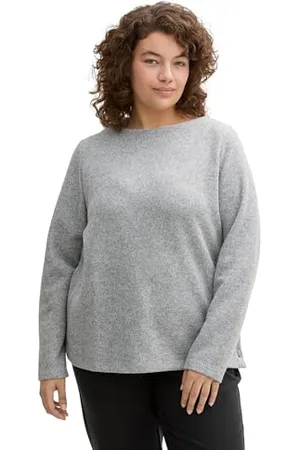 TOM TAILOR Damen Plussize Cosy Sweatshirt mit Knöpfen, , 48