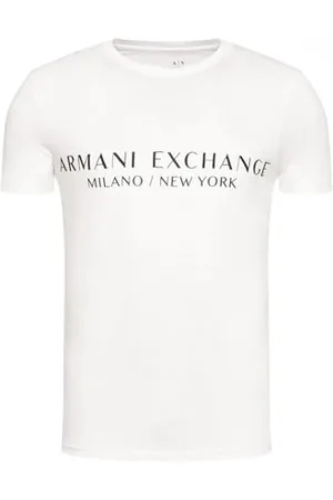 Armani Exchange Herren Short Sleeve Milan New York Logo Crew Neck T-shirt T Shirt, Weiß, S EU