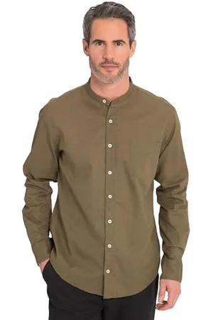 JP 1880 Herren Leinenmixhemd, Langarm, Stehkragen, Modern Fit Hemd, , 5XL EU