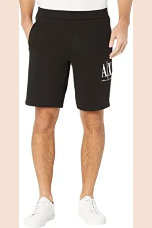 Armani Exchange Herren Embroidered Front Logo, Adjustable Drawstrings Lässige Shorts, Black, XL