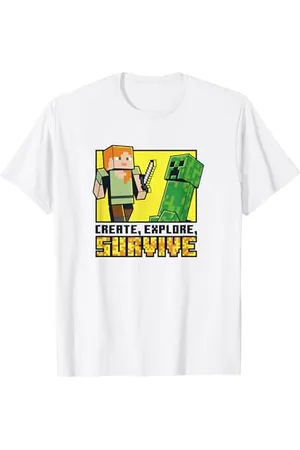 Minecraft Alex & Creeper Erschaffe, erkunde, überlebe T-Shirt