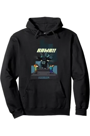 Minecraft Rawr!! Alex And Steve Fighting Off Warden Pullover Hoodie