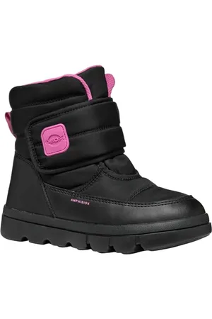 Geox J WILLABOOM Girl B A Snow Boot, Black/Fuchsia, 39 EU