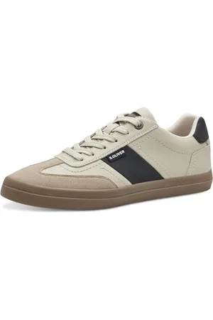 QS by s.Oliver Herren Sneaker flach mit Schnürsenkeln Low Top, Beige , 42 EU