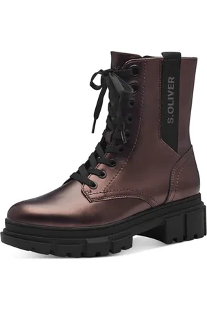 QS by s.Oliver Damen Stiefeletten ohne Absatz zum Schnüren Vegan, Metallisch ( .), 40 EU
