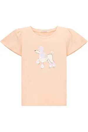 TOM TAILOR Mädchen Kinder T-Shirt mit Fügelärmeln & Print 1035170, Orange, 104-110