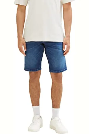 TOM TAILOR Herren Slim Fit Jeans Bermuda Shorts, Blau , 28