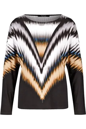 Taifun Damen Longsleeve mit beeindruckendem Print Langarm Gemustert 40