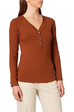 Scotch&Soda Maison Damen Classic Grandad with Deep V-Neck In Ecovero Blend Henley-Hemd, , L