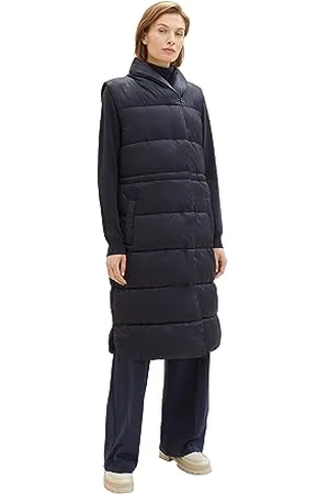 TOM TAILOR Damen 1038752 Longstyle Weste mit Stehkragen, 10668-sky Captain Blue, M