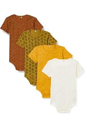 Pippi Unisex Baby Body SS AO-printed (4-pack) Formender Body, Yellow, 92
