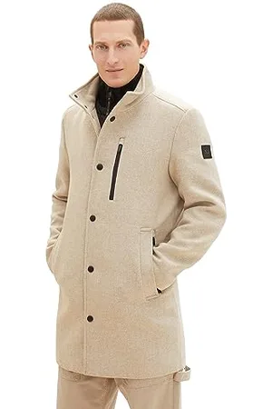 TOM TAILOR Herren 1037349 2-in-1 Wollmantel mit integrierter Innenjacke, 32520-beige Brown Wool Structure, XXL