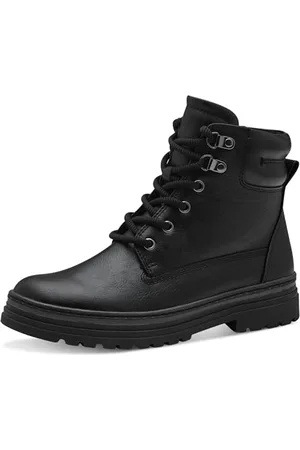 Marco Tozzi Damen Schnürstiefel ohne Absatz Flach mit Reißverschluss, Schwarz , 39 EU