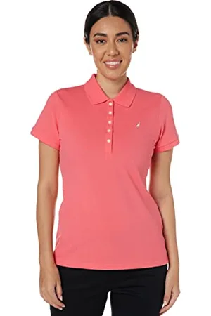 Nautica Damen 5-Button Short Sleeve Breathable 100% Cotton Polo Shirt Poloshirt, , Groß