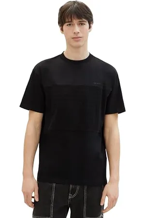 TOM TAILOR Herren Basic T-Shirt mit dekorativem Einsatz, , XS