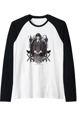 Wednesday Solitude Suits Me Cartoon Logo Raglan