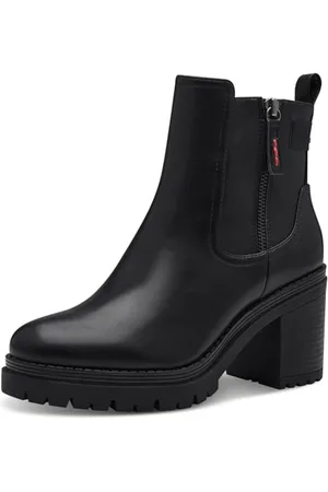 QS by s.Oliver Damen Stiefeletten mit Absatz mit Reißverschluss Vegan, (Black), 41 EU