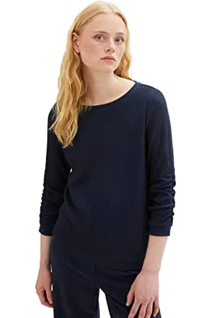 TOM TAILOR Damen 1039822 Sweatshirt mit Raffarm, 10668-sky Captain Blue, XL
