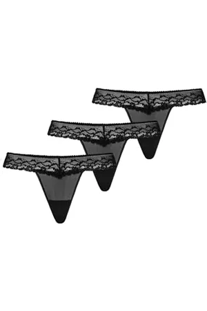 Teyli Damen String Tanga aus Mesh mit Spitze 3er Pack S