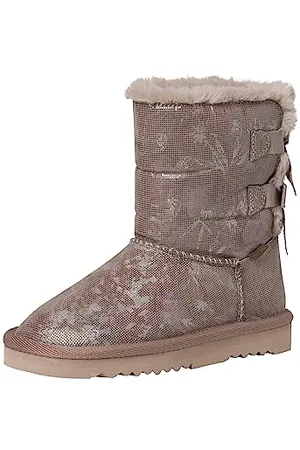 QS by s.Oliver Mädchen Winterstiefel ohne Absatz Gefüttert mit Schleife Beige , 32