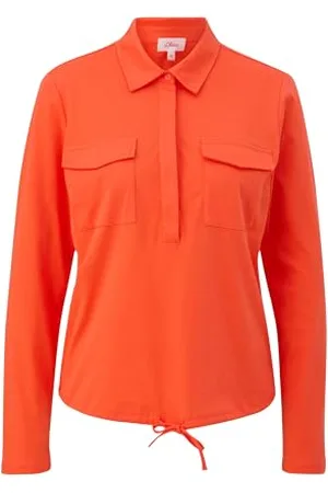 QS by s.Oliver Langarmshirt mit Polokragen und Tunnelzug