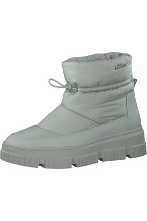 QS by s.Oliver Damen Winterstiefeletten ohne Absatz Gefüttert Plateau Vegan Grün , 40